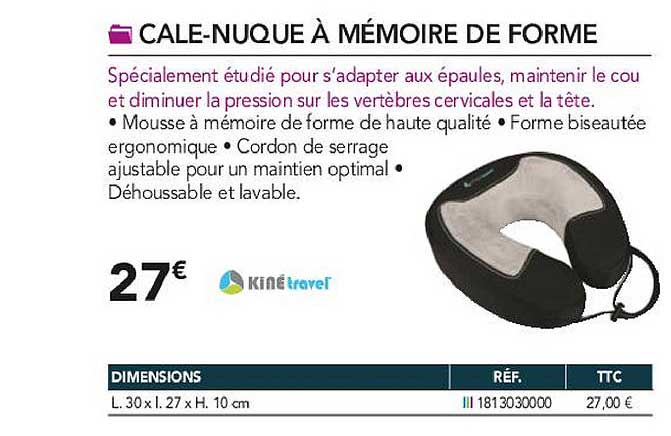 cale-nuque à mémoire de forme kiné travel