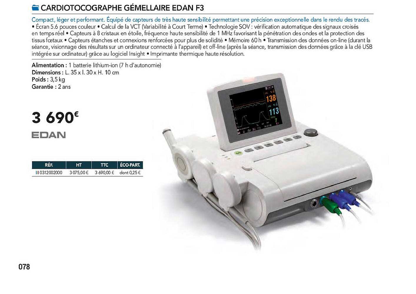 cardiotocographe gémellaire edan f3