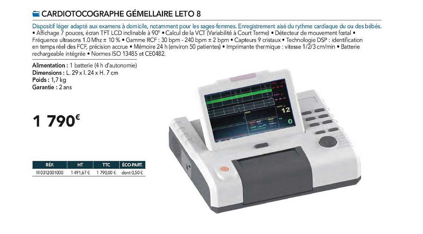 Cardiotocographe Gémellaire Leto 8