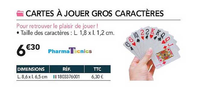 cartes à jouer gros caractères pharma tecnics