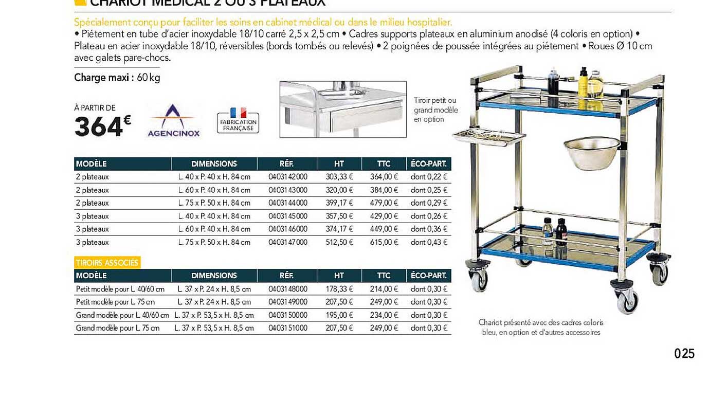 chariot médical agencinox