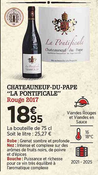 chateauneuf-du-pape "la pontificale" rouge 2017