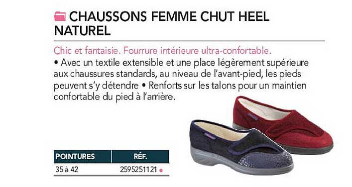 chaussons femme chut heel naturel