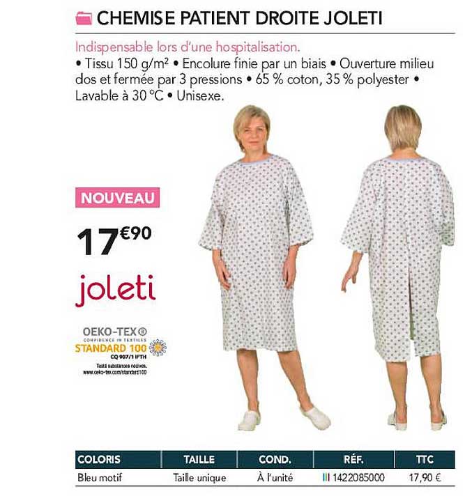 chemise patient droite joleti