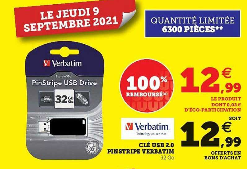 clé usb 2.0 pinstripe verbatim
