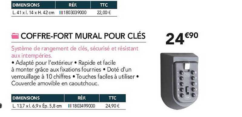Coffre-fort Mural Pour Clés