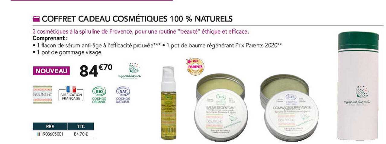 coffret cadeau cosmétique 100% naturels