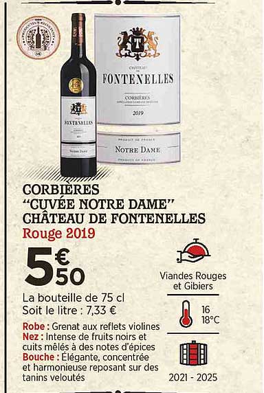 corbières "cuvée notre dame" château de fontenelles rouge 2019