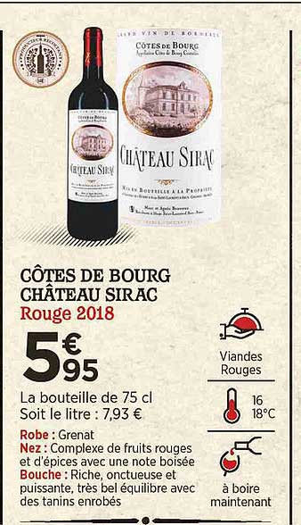 côtes de bourg château sirac rouge 2018