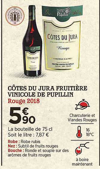 côtes du jura fruitière vinicole de pupillin rouge 2018