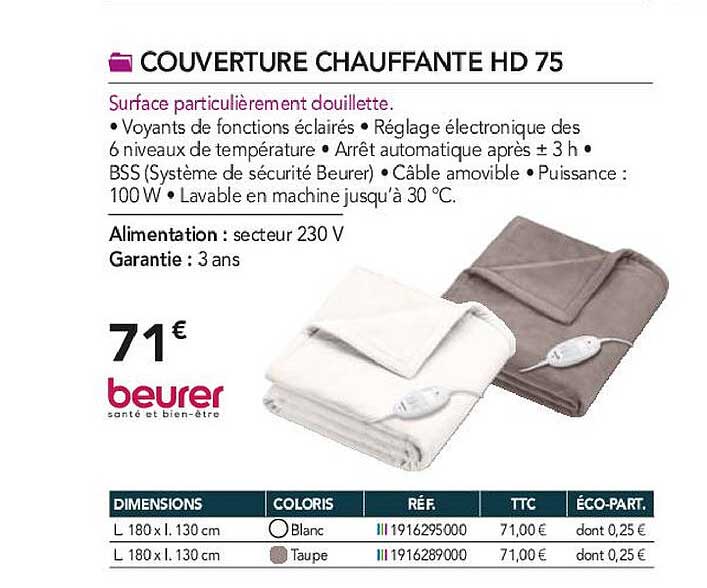 Couverture Chauffante Hd 75 Beurer