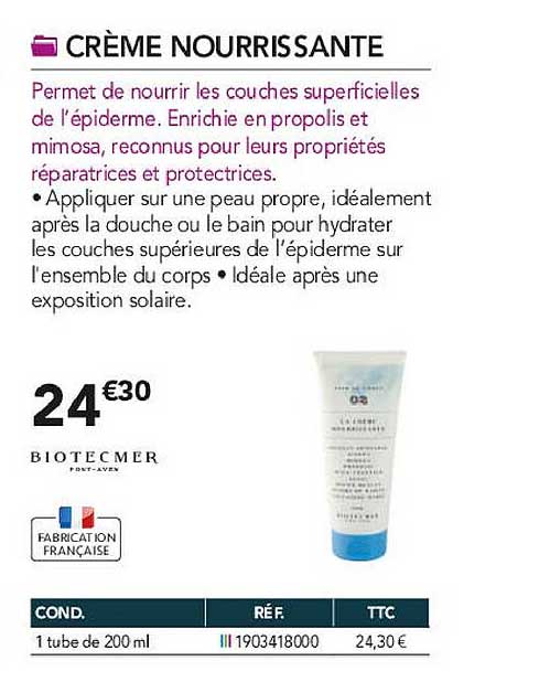 crème nourrissante biotecmer