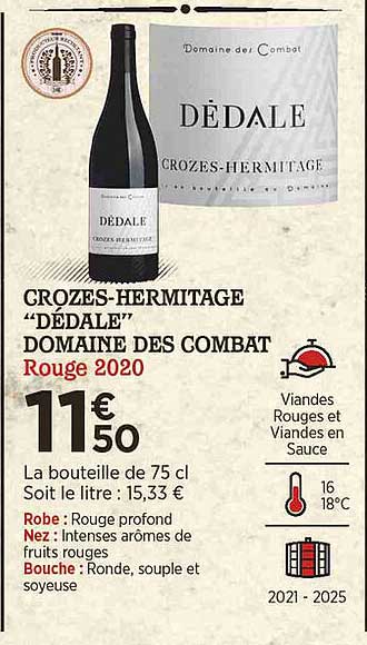 crozes-hermitage "dédale" domaine des combat rouge 2020
