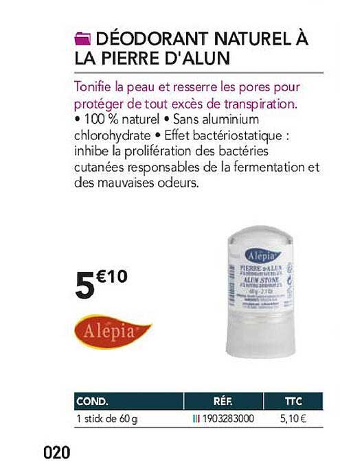 déodorant naturel à la pierre d'alun