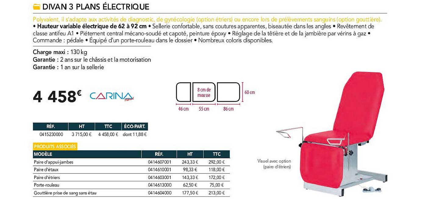 divan 3 plans électrique carina