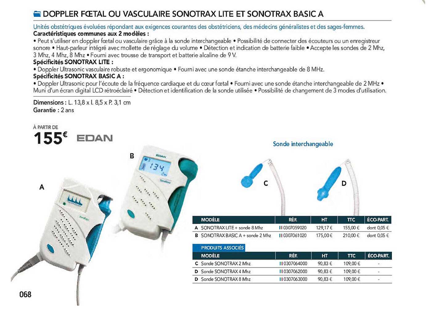 doppler fœtal ou vasculaire sonotrax lite et sonotrax basic a edan