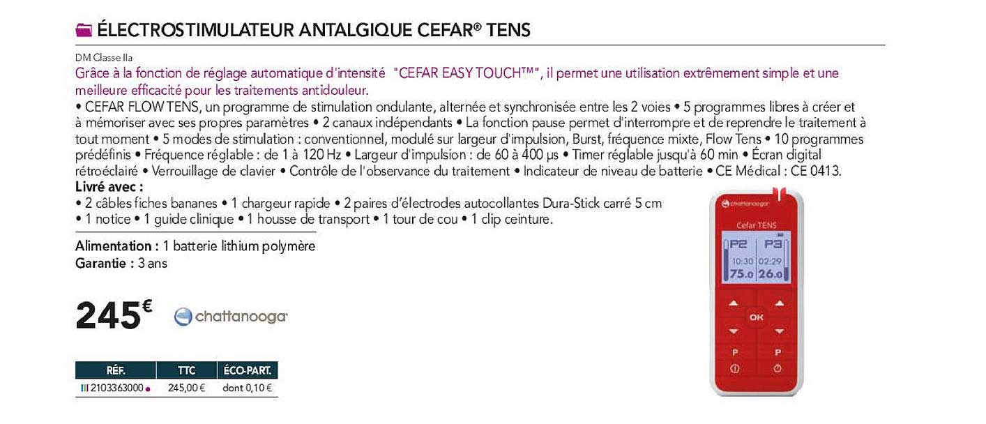 électro stimulateur antalgique cefar tens