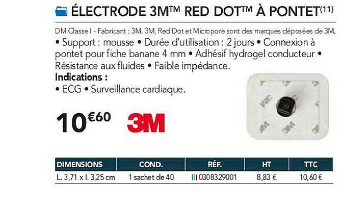 électrode 3m red dot à pontet