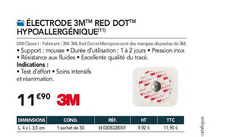 électrode 3m red dot hypoallergénique