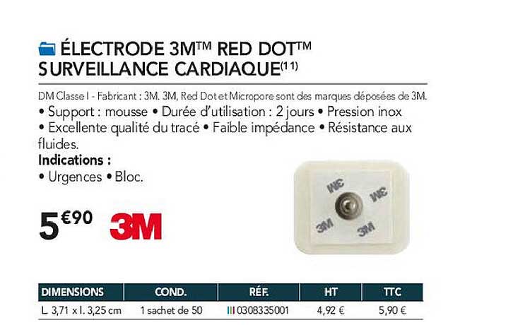 électrode 3m red dot surveillance cardiaque