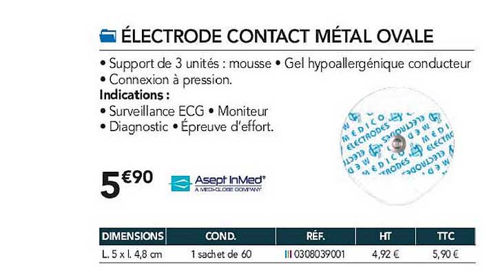 électrode Contact Métal Ovale