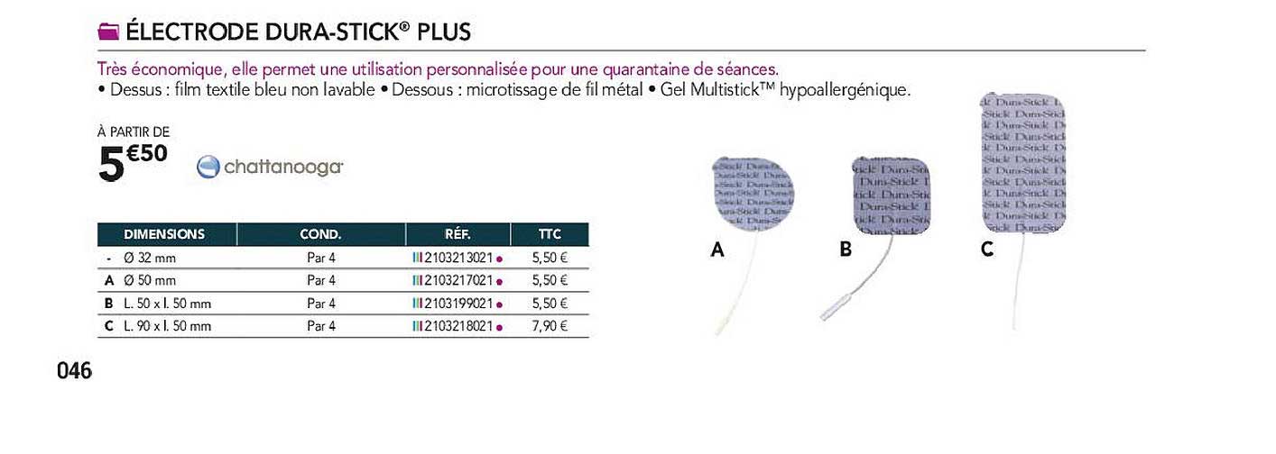 électrode dura-stick plus chattanooga