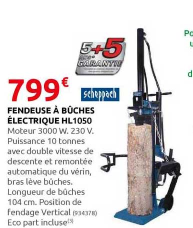 fendeuse à bûches électrique hl1050 scheppach