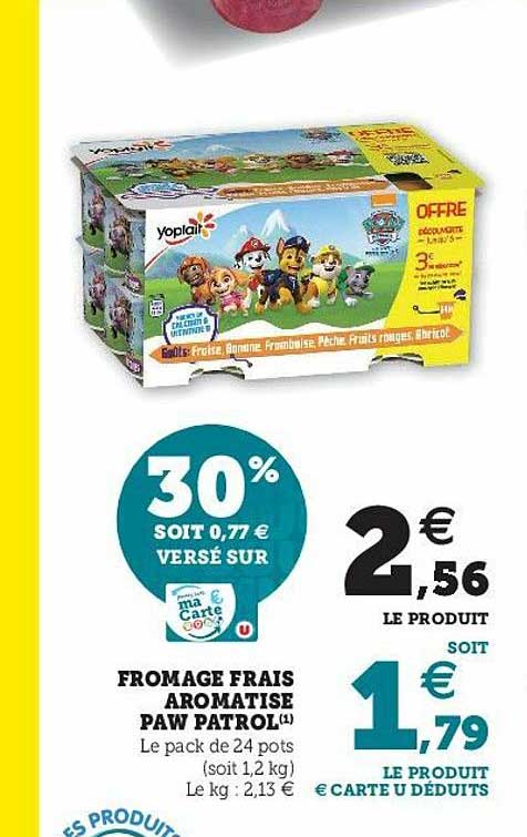 fromage frais aromatisé paw patrol