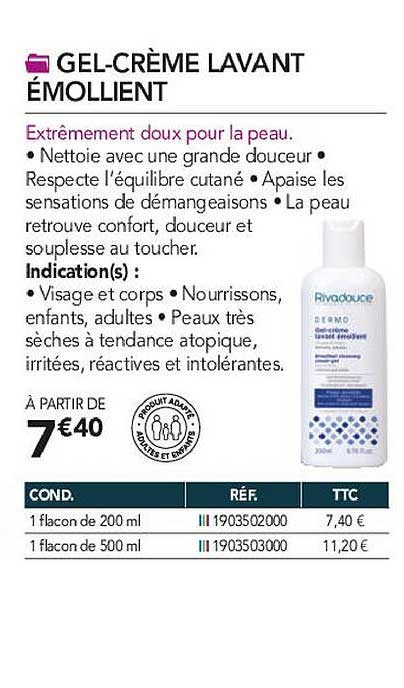 gel-crème lavant émollient rivadouce