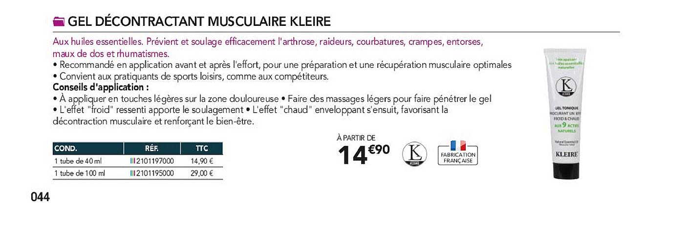 gel décontractant musculaire kleire
