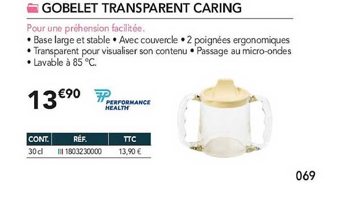 gobelet transparent caring performance health