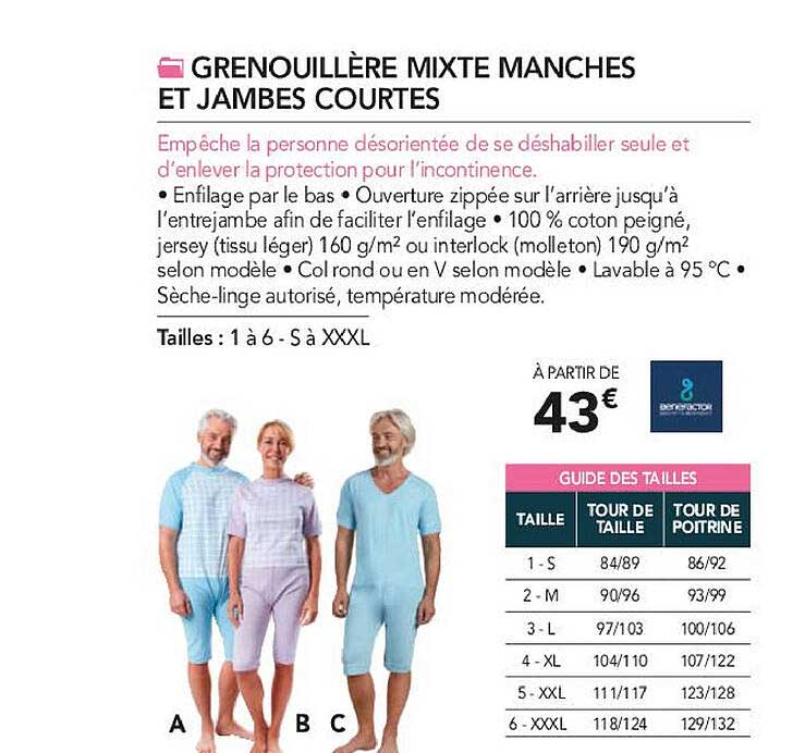 grenouillère mixte manches et jambes courtes