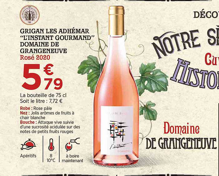 grigan les adhémar "l"instant gourmand" domaine de grangeneuve rosé 2020