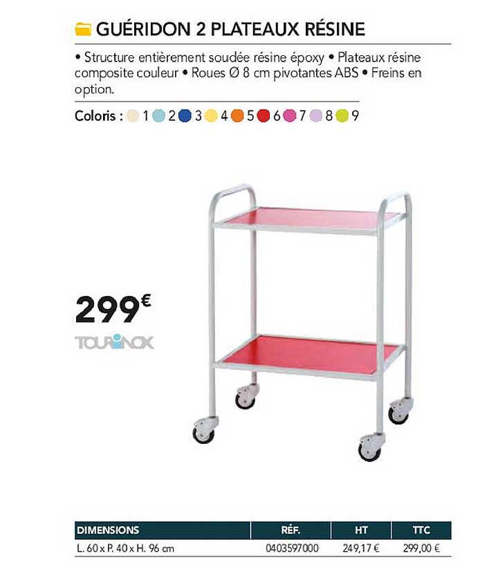 guéridon 2 plateau résine