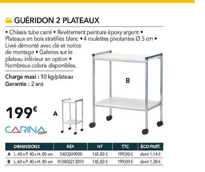 guéridon 2 plateaux carina