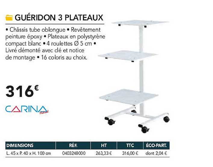 guéridon 3 plateaux carina