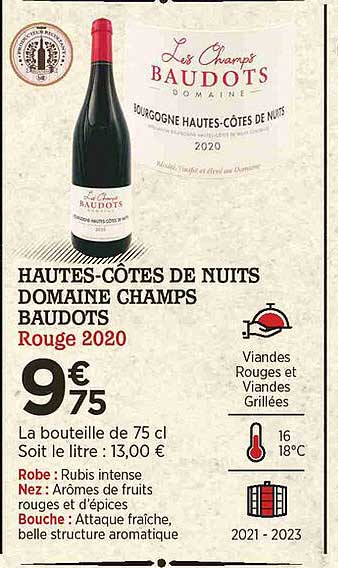 hautes-côtes de nuits domaine champas baudots rouge 2020