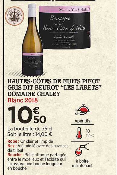 hautes-côtes de nuits pinot gris dit beurot "les larets" domaine chaley