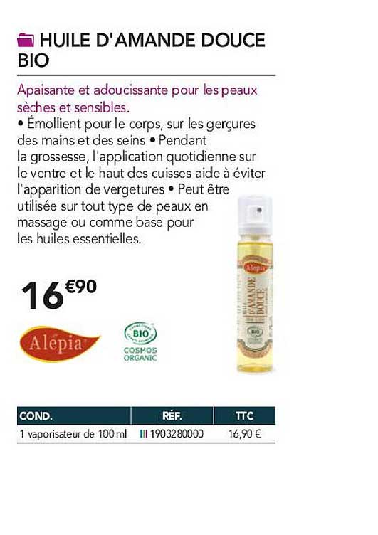 huile d'amande douce bio alépia