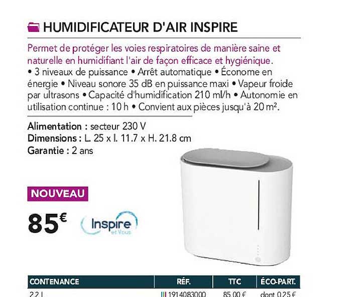 humidificateur d'air inspire