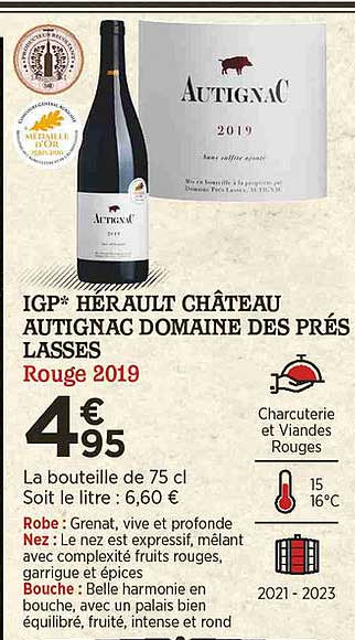 igp herault château autignac domaine des prés lasses rouge 2019
