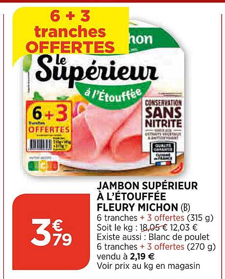 Jambon Supérieur à L'étouffée Fleury Michon