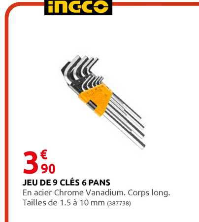 jeu de 9 clés 6 pans