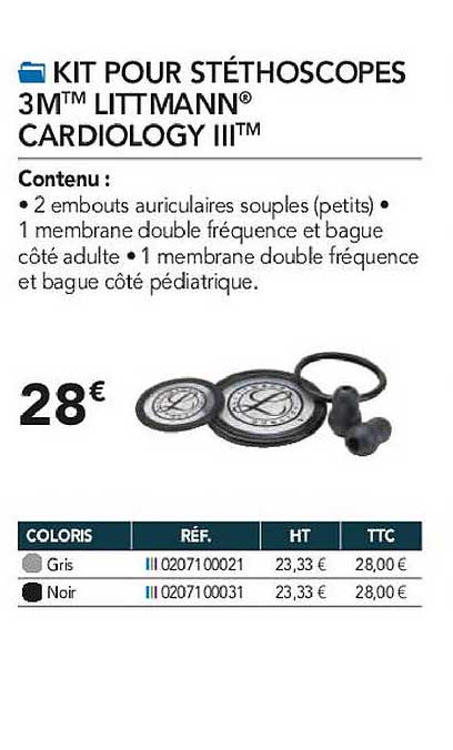 kit pour stéthoscopes 3m littmann cardiology III