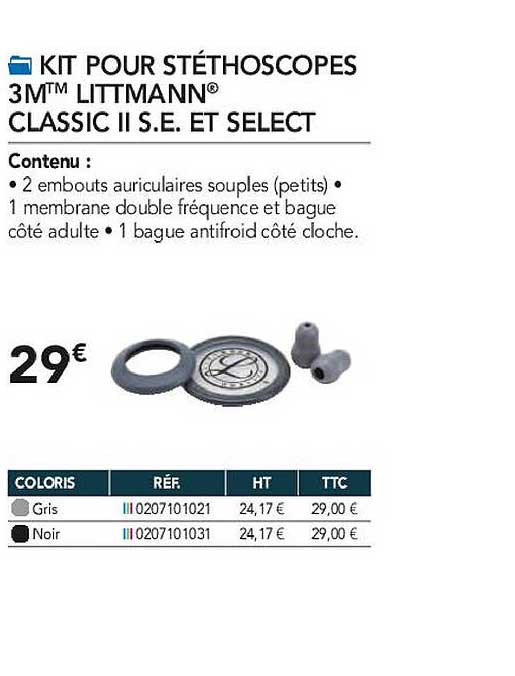 kit pour stéthoscopes 3m littmann classic II s.e. et select