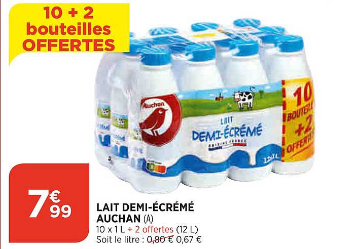 lait demi-écrémé auchan
