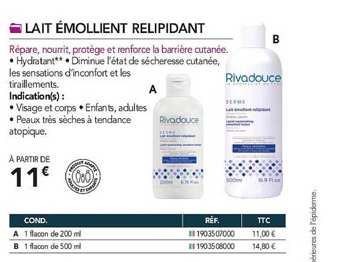 lait émollient relipidant rivadouce