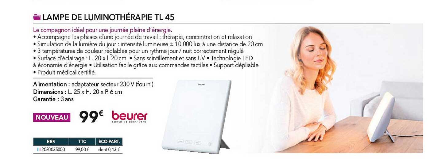 lampe de luminothérapie tl 45 beurer