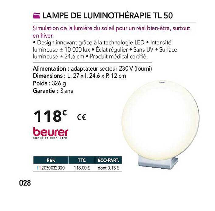 Lampe De Luminothérapie Tl 50 Beurer