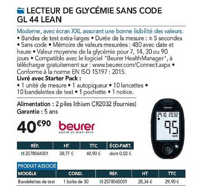 lecteur de glycémie sans code gl 44 lean